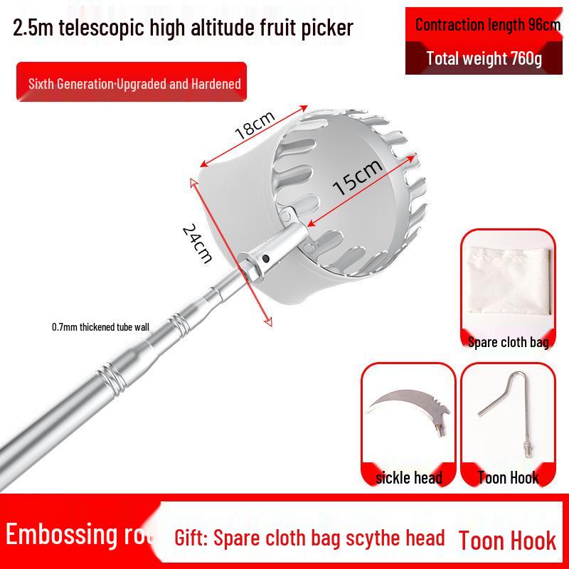 Teleskopischer Obstpflücker Stange: Kaki, Mispeln, Myrthenheidelbeeren, Pfirsiche, Pflaumen, Jujuben, Aprikosen.