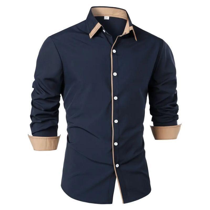 

Men s Business Casual Turn Down Collar Button Down Shirt S темно-синього кольору