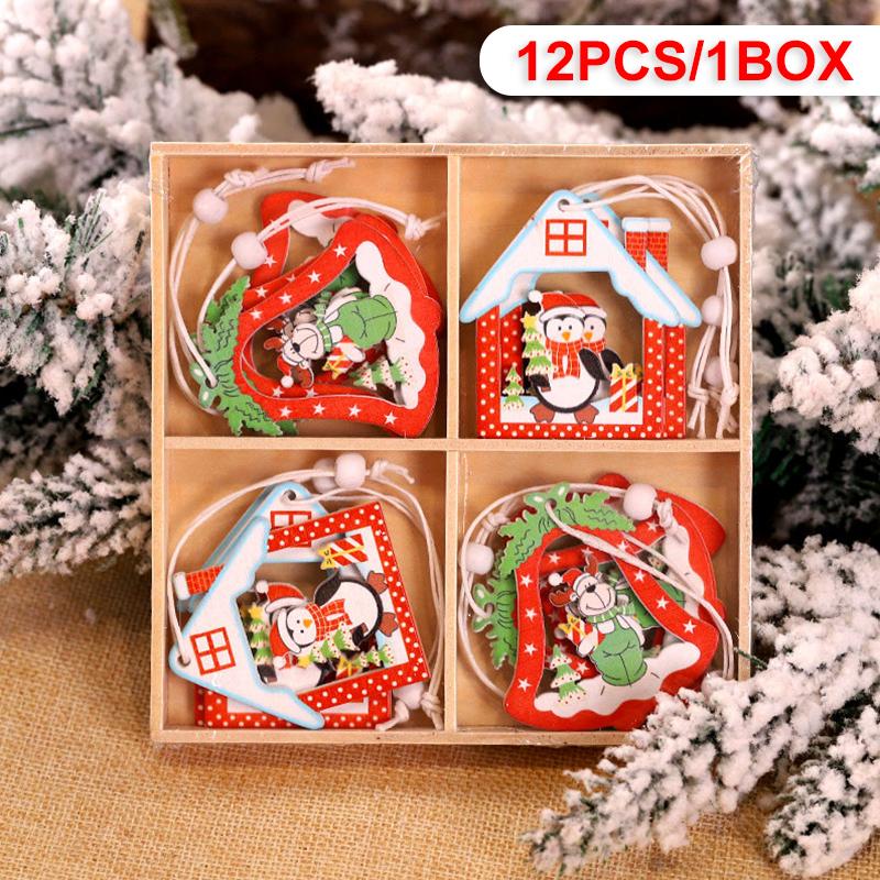 Wooden Christmas Pendant Merry Christmas Decoration for Home 2025 Navidad Xmas Tree Hanging Ornaments Kids Gifts New Year 2025