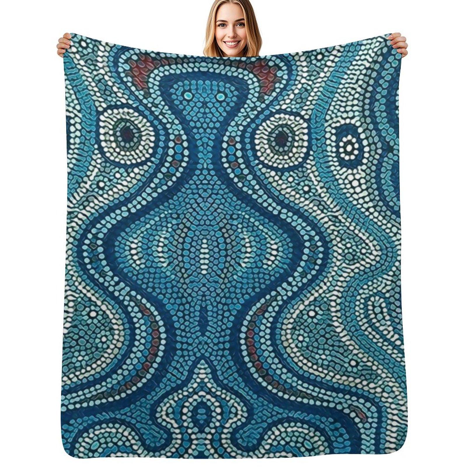 Australian Aboriginal Art Throw Blanket Summer Cool Breathable Blanket for Sleeping Size: 75*100cm, Weight: 230 GSM