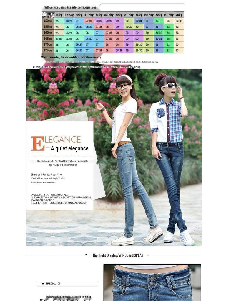 2025 Frühling & Herbst Niedrige Taille Schlankmachende Koreanischer Stil Bleistiftjeans für Damen