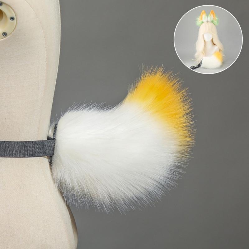 Faux Furs Bunnies Ears Headband Tail Animal Bunnies Costumes for Christmas Halloween Cosplay Party Costume Accessories