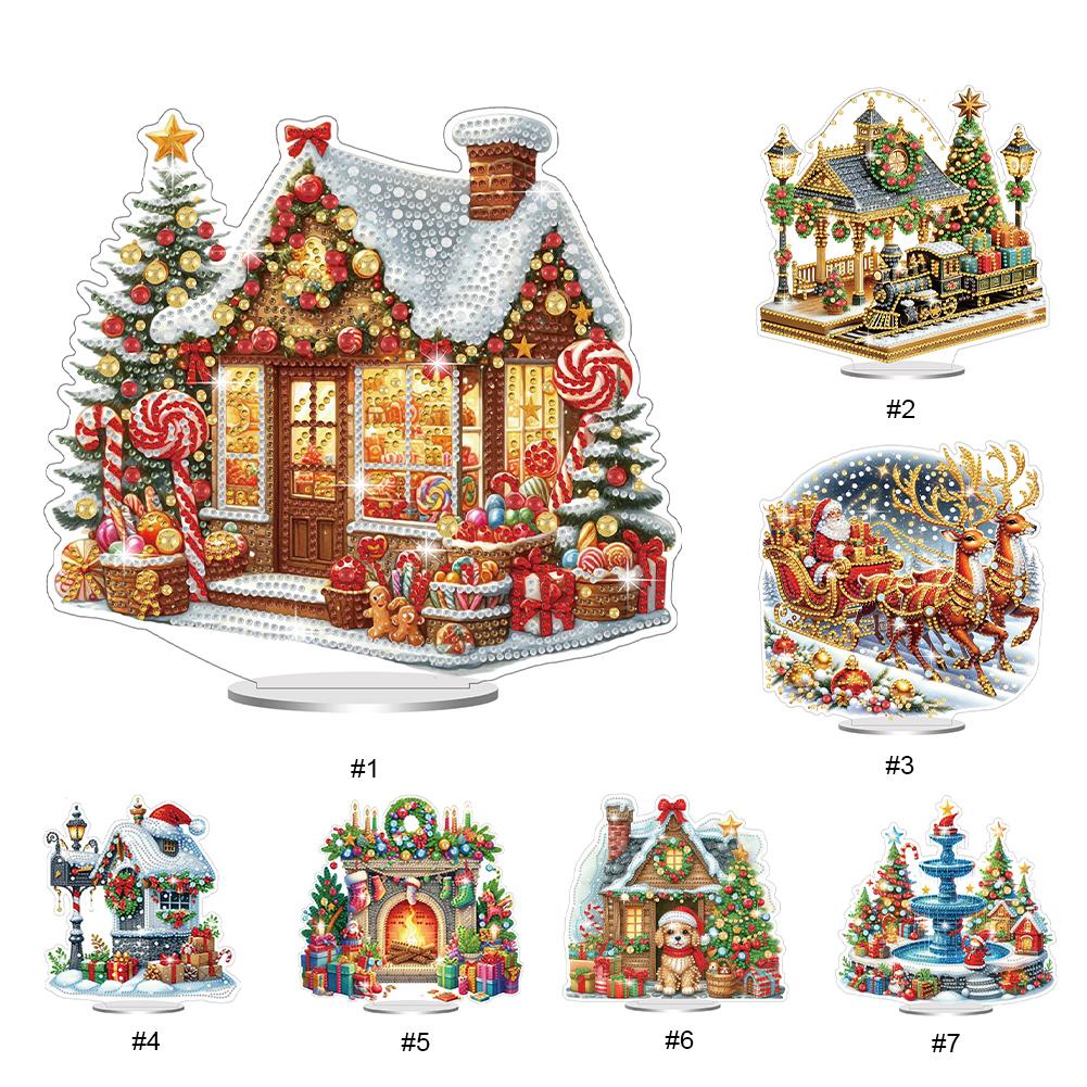 Acrylic Special Shaped Christmas Diamond Painting Tabletop Ornaments Kit Table Top Diamond Painting Ornament Kits for Beginner