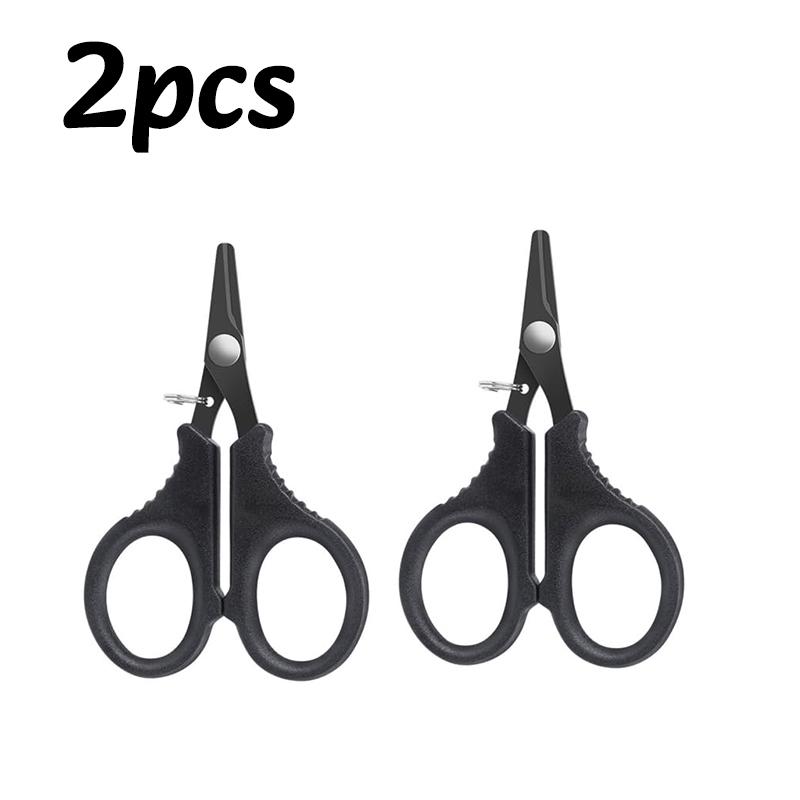 1/2PC Titanium Coating Stainless Steel Fishing Scissor Plier With Telescopic Buckle Cut PE Braid Line Cutter Plies Fishing Tools
