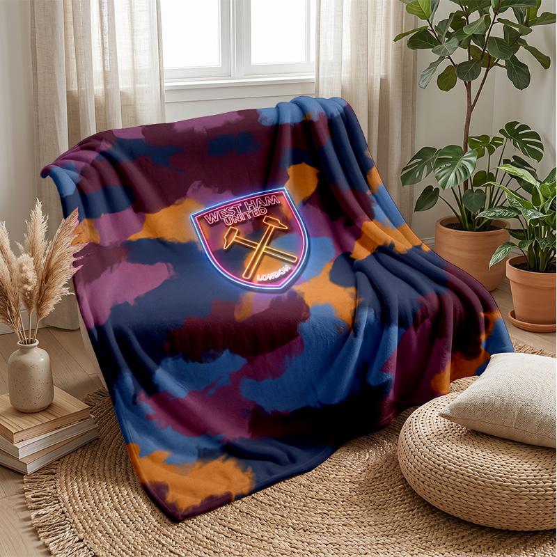 Coperta in Flanella con Stampa West Ham United, Morbida Calda Leggera Coperta da Divano Letto Campeggio