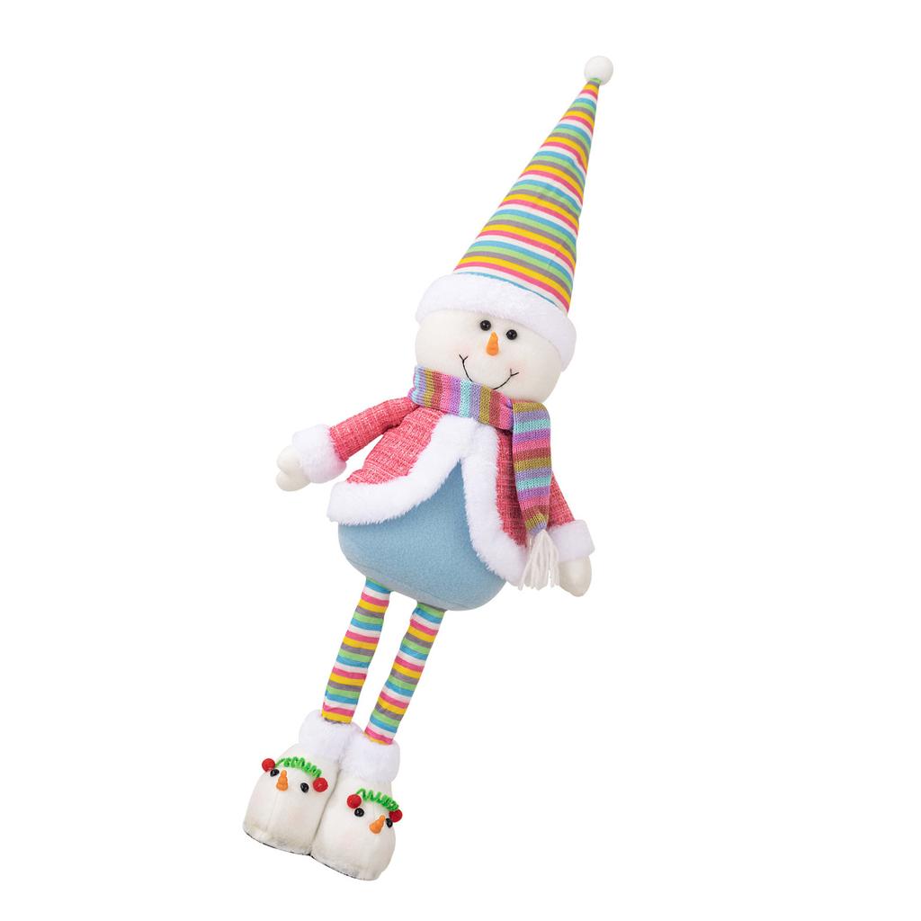 Christmas Standing Doll with Extendable Legs Plush Santa/Snowman Decoration Handmade Holiday Tabletop Display Ornament