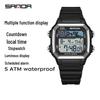 Sanda Sports Waterproof Square Electronic Watch for Teens - Unisex Fashionable and Simple Design