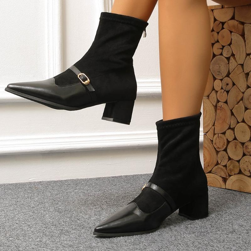 Pointed Toe Women's Ankle Boots High Heels Elegant Boot Fashion Woman Winter Boots Dress Retro Pumps 2025 Female