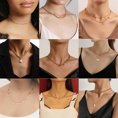 Accessories, Trendy Multi-layer Collarbone Chain, Five-pointed Star Love Necklace, Women's Ins Metal Style Necklace, Versatile.