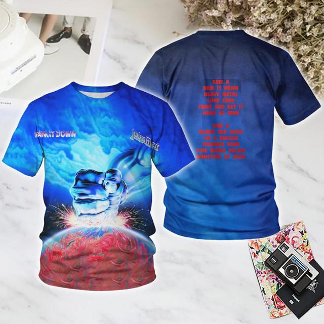 T-shirt Rock Judas Priest Uomo Stampa 3D Uomo Donna Hip Hop Tendenza Manica Corta T-shirt Casual Street Girocollo Maglietta Oversize Y2k Top