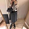 Grey Woolen Mid-Length Half Skirt for Women - High-End 2025 Autumn/Winter Collection