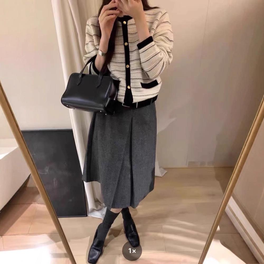 Grey Woolen Mid-Length Half Skirt for Women - High-End 2025 Autumn/Winter Collection