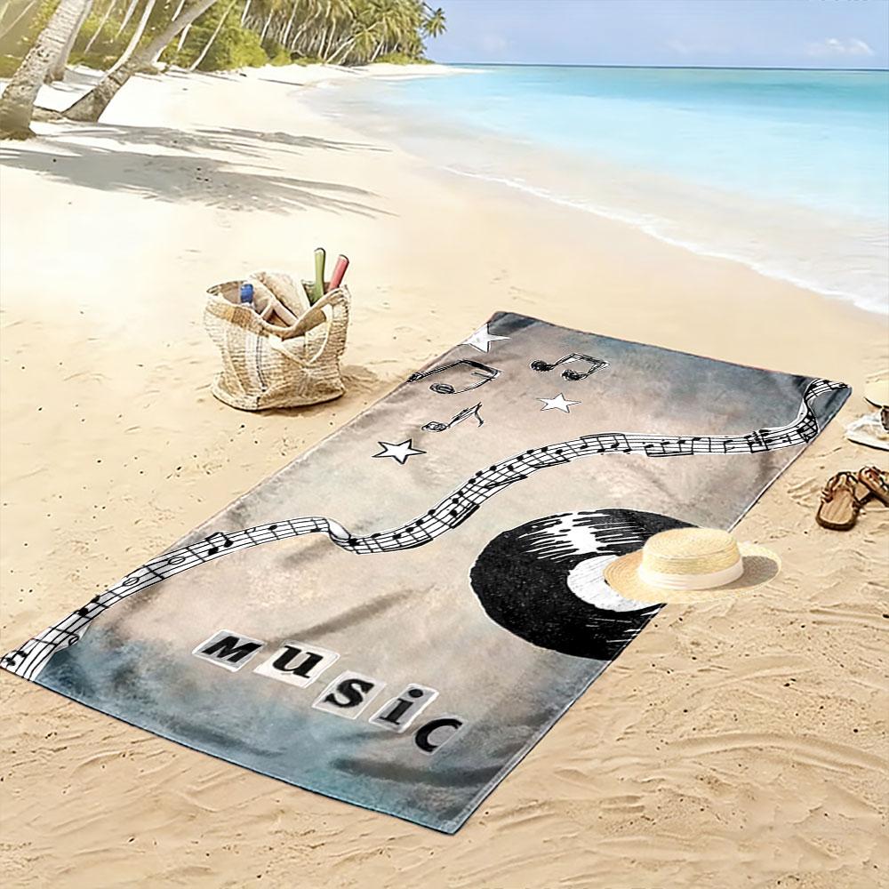 Musical Notes & Vinyl Towel Beach Towel Quick-drying for Travel Outdoor Sports Jogging Beach and Swimming