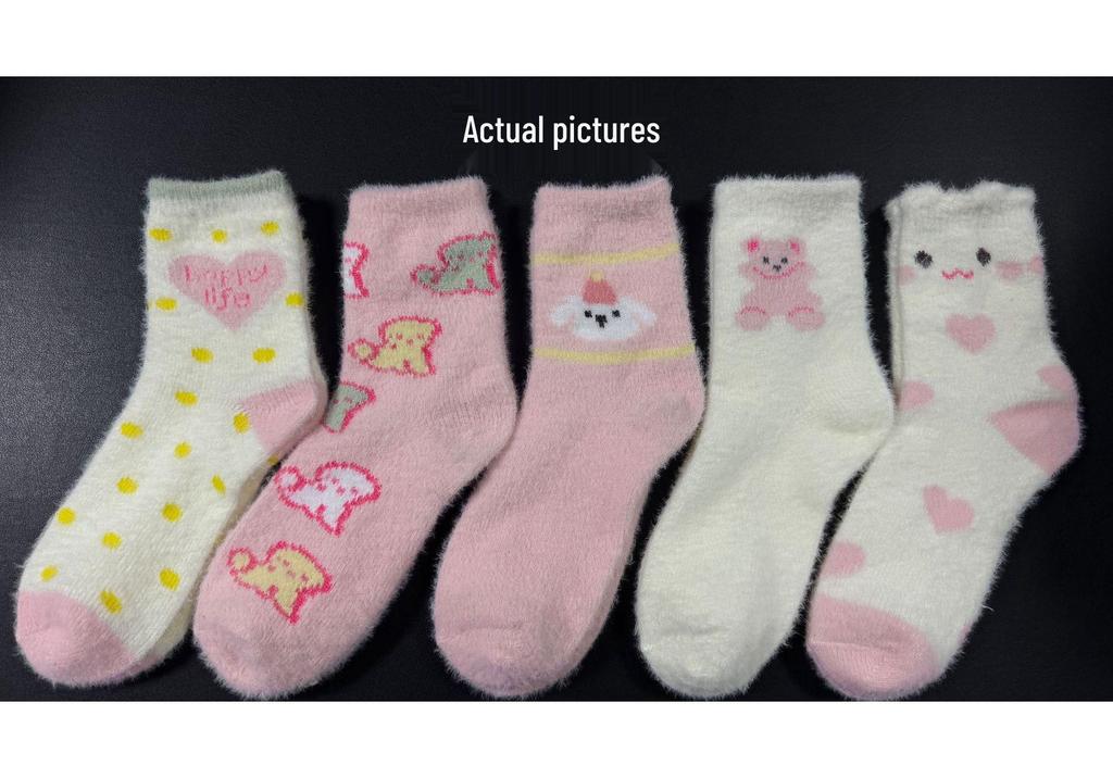 Women's Cable Knit Fleece Mid-Calf Socks - Warm, Thick, and Solid Color for Autumn/Winter