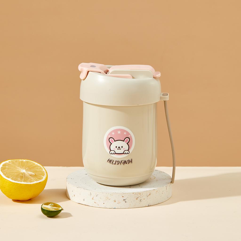 360ml Double Drink Water Bottle Kid 304 Stainless Steel Anti-scalding Drinking Cup With Straw&Handle Children Drinkware