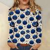 Women's long-sleeved loose-necked Halloween print casual top , suitable for holiday parties