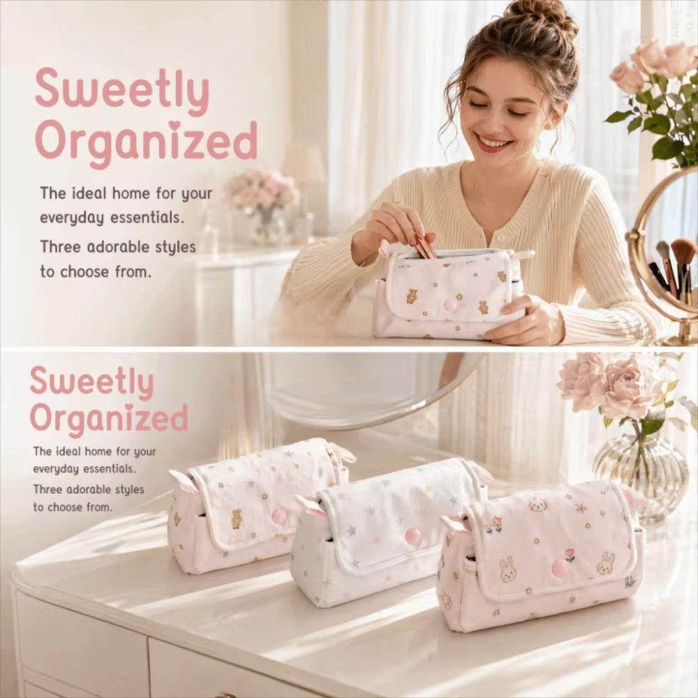 Printed Pencil Storage Bag Large Capacity Zipper Stationery Pouch Back To School