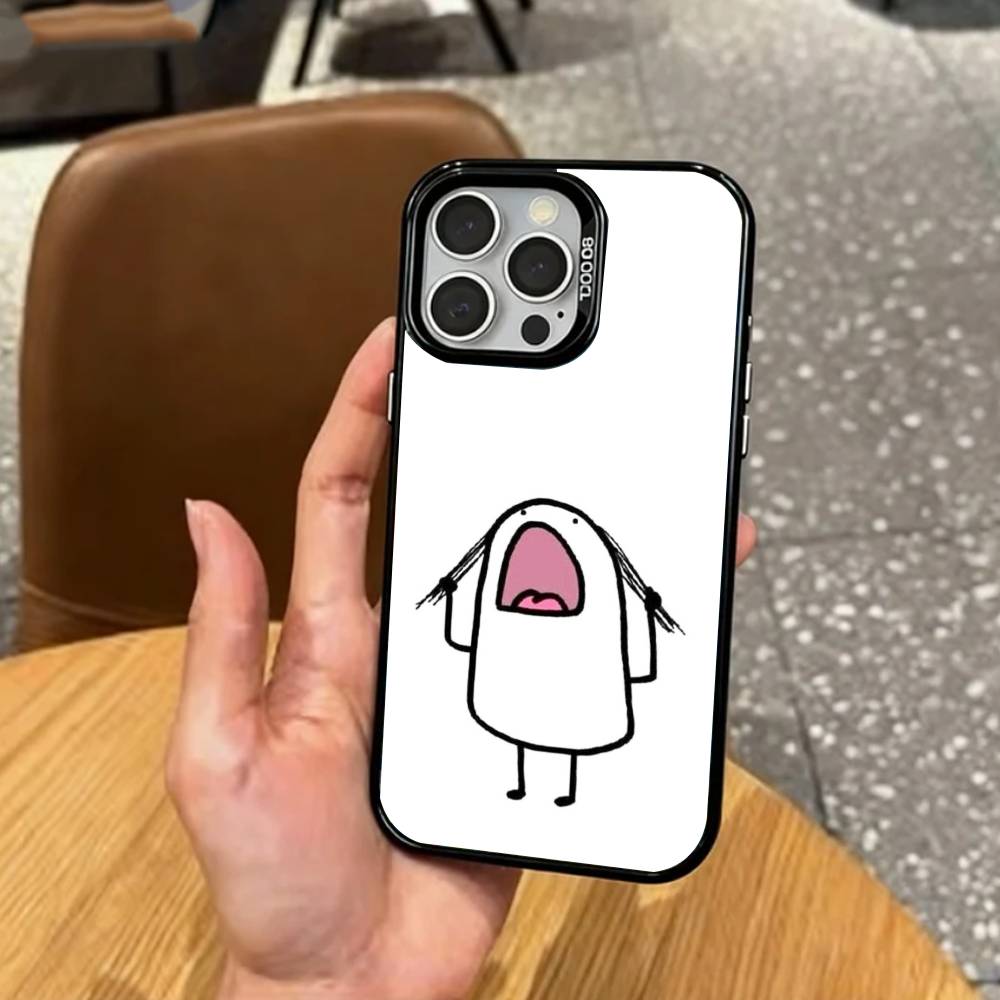 F-Flork M-Meme Phone Case For iPhone17,16,15,14,13,12,11 Plus,Pro Max Colored Silver Plated Inside Cover