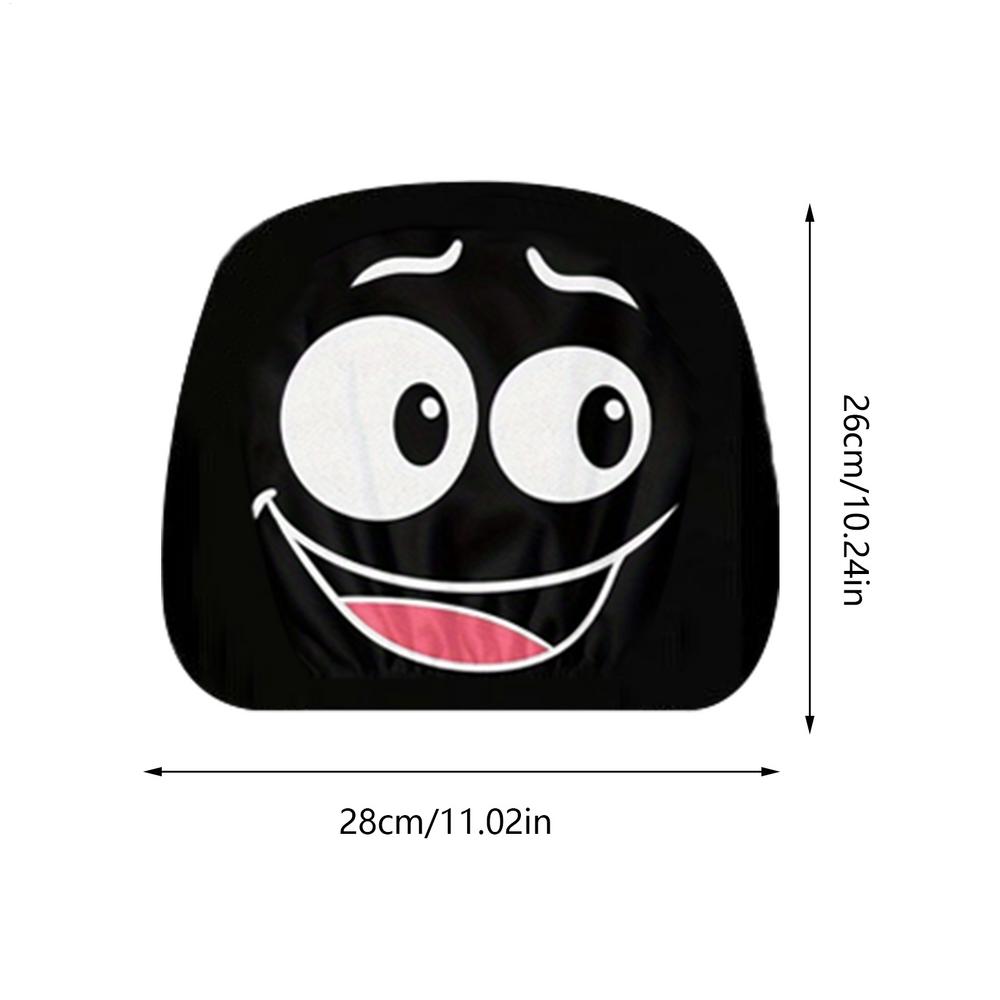 2pcs Car Headrest Cover Funny Expression Design Breathable Cartoon Interior Seat Headrest Cover SUV Auto For Vehicles Halloween