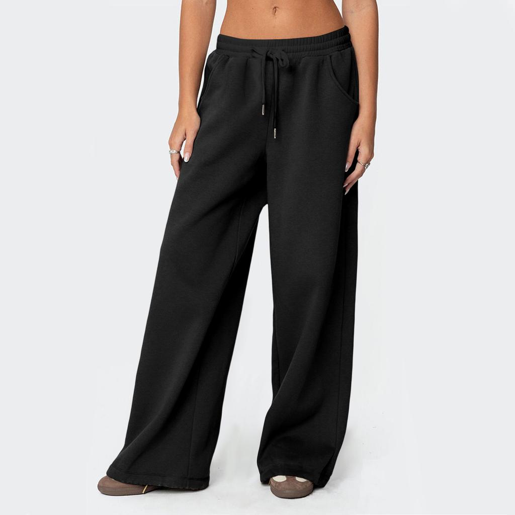 Pantaloni della tuta da donna a gamba dritta colorati a vita alta a gamba larga