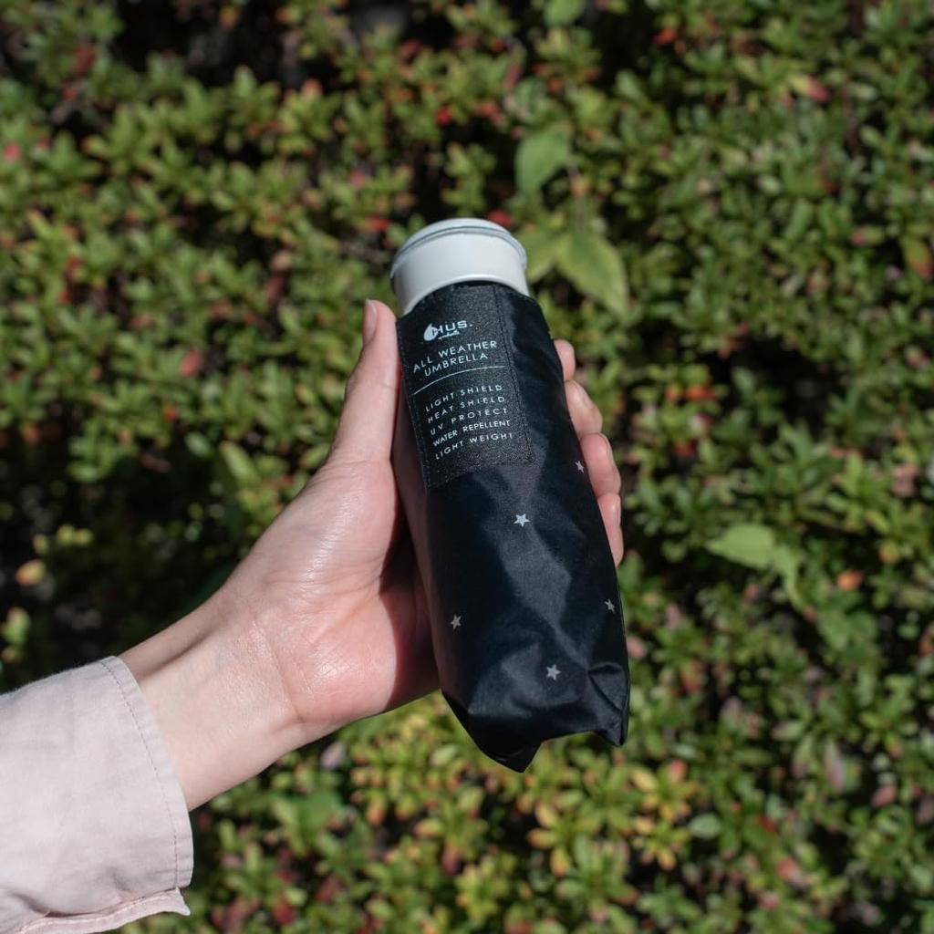 All Weather Design Lightweight Sun and Heat Blocking Sun and Folding UV ALL WEATHER Design Silver Pin Star BK 54850 HUS. Parasol, Rain, Umbrella,