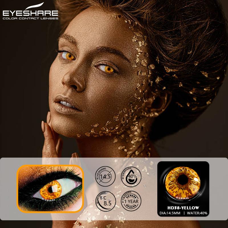 1pair Halloween Color Contact Lenses Cosplay Contact Lenses Anime Red Eye Lenses Blue Makeup Contact Lens Yellow Lenses