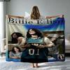 1PC Billie Eilish Custom Name Patterned Flannel Blanket Suitable For All Seasons for Home Decor Warmth and Comfort Gifts Holiday Present