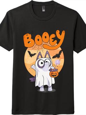 Camiseta Halloween Fantasma Estampada Bluey, Casual de Manga Curta