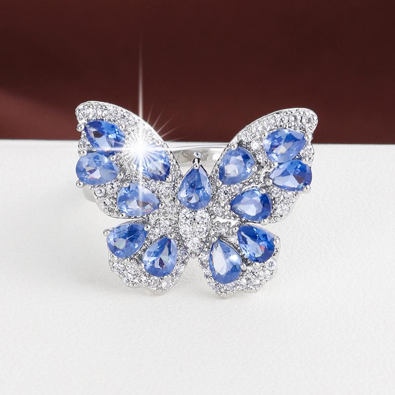 Exquisite Butterfly Zirconia Women's Ring in Pure Copper
