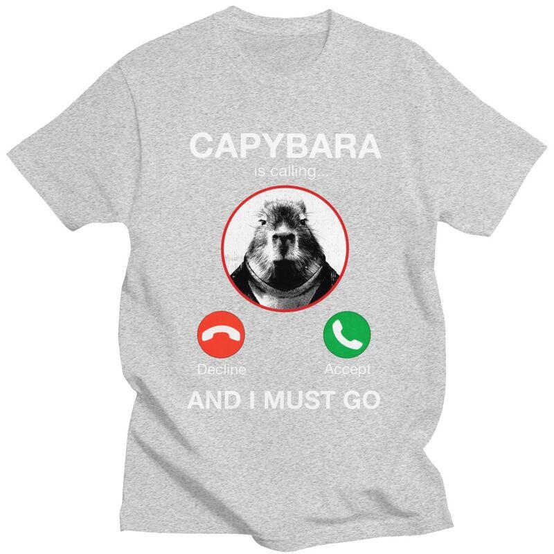 Capybara Is Calling And I Must Go Tshirt for Unisex Short Sleeves T Shirt Fashion Tshirts Pure Cotton Tees Birthday Gift