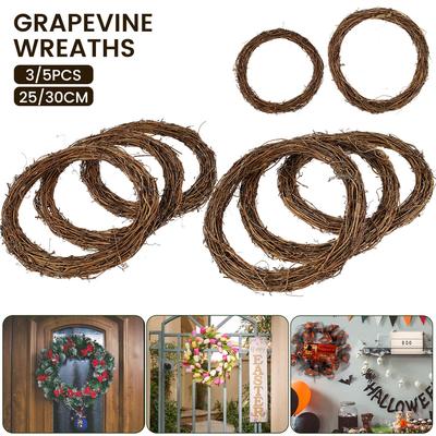 Natural Wreath 25/30cm Diameter Retro Christmas Rattan Wreath Rings Braided Wreath DIY Hand-Woven Grapevine Vines Wreaths Crafts