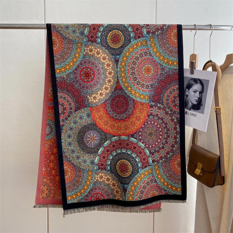 Skjerf Dame Vinter Varmt Sjal Yunnan Xizang Reise Ute Kappe Jakke Etnisk Sjal Tide