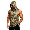 Men’s Sleeveless Hooded Tank Top Gym Muscle Fit Lightweight Quick Dry Breathable Sports Vest with Printed Pattern