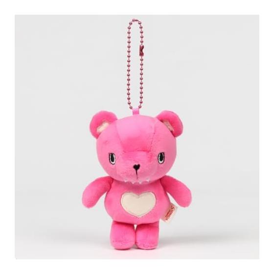 Shinada Gaburab Bear Mascot Plush Keychain, Pink, 10cm Height, Sharp Fangs, Slanted Eyes, Cool Bear Design, Lightweight, Attachable To Bags/Belts,