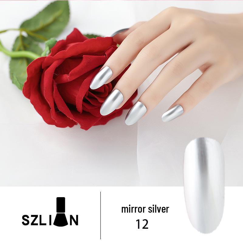 Long-Lasting Silver Metallic Mirror Nail Polish, Multicolor Glossy Finish