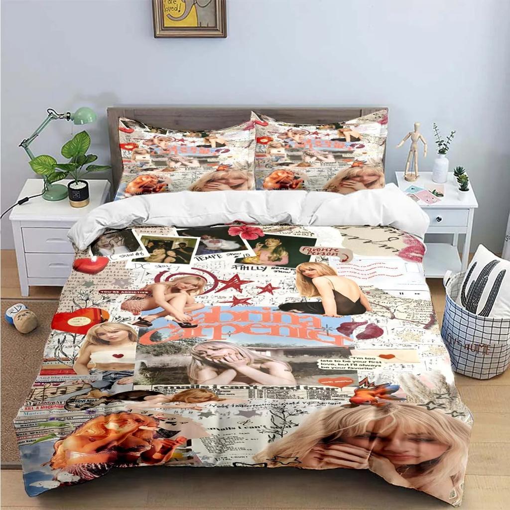 Comforter Pop Female Singer S-Sabrina Print Bedding Sets Exquisite Bed Supplies Set Bed Comforter Set Bedding Set Luxury Gift