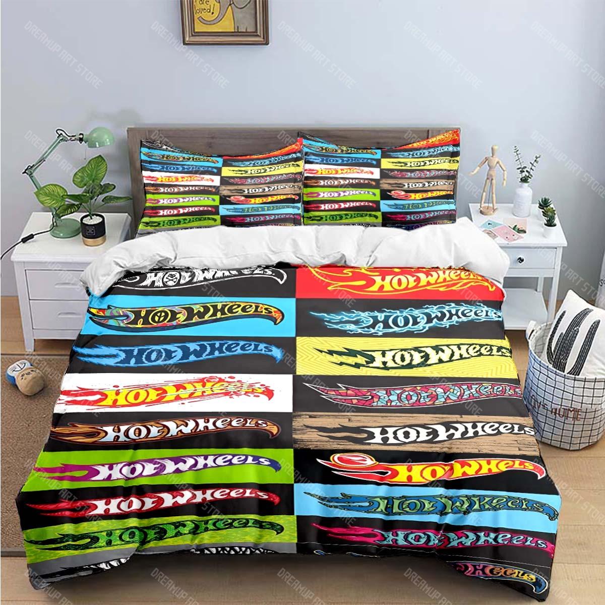

3D Fashion Cartoon Hot W-Wheels Print Bedding Sets Bed Supplies Set Duvet Cover Bed Comforter Set Bedding Set Luxury Gift EU Single 90x200cm