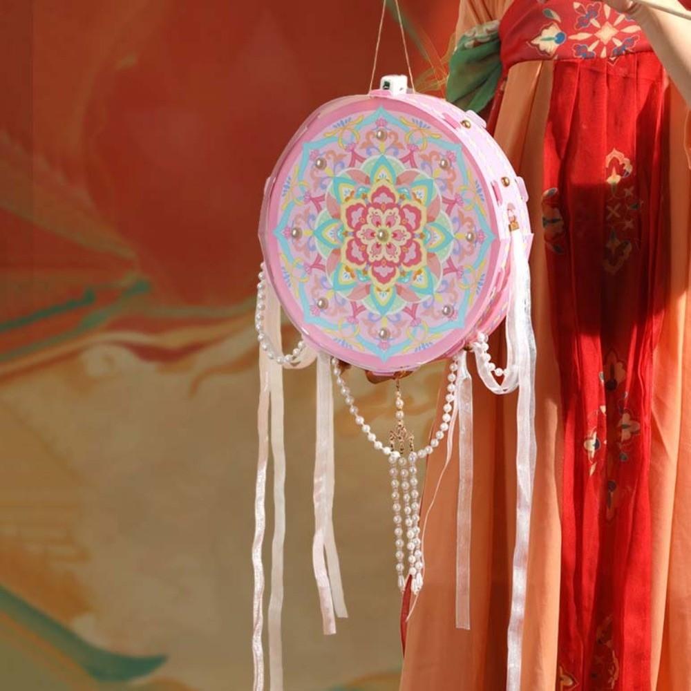 Retro Pattern Dunhuang Lanterns LED Warm Glow Ancient Style Light Flower Drumlamp  Hanfu Gathering