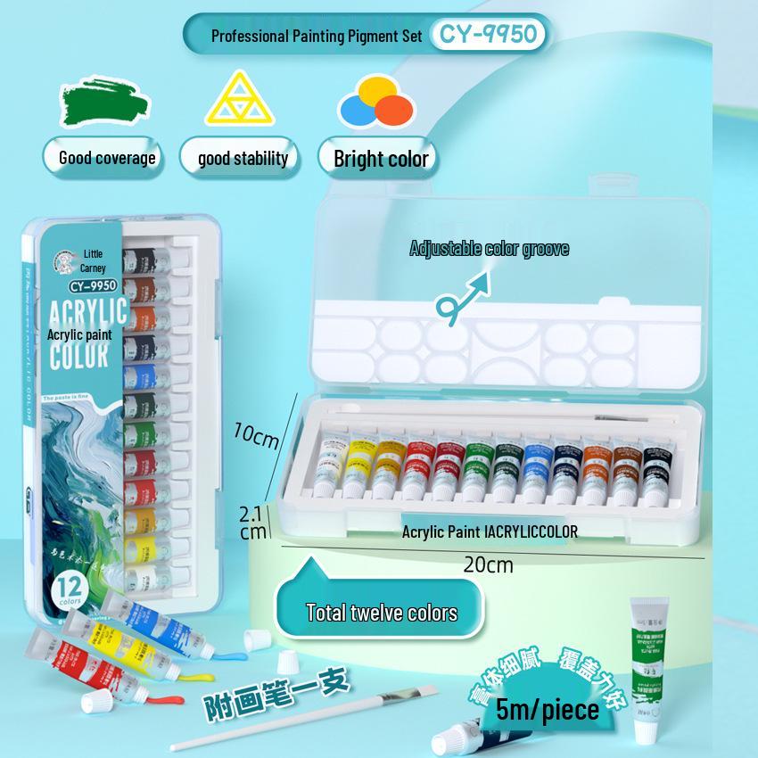 Xiaokani Acrylic Paint Set - 24 Colorfast, Waterproof Colors for Children's Art with Sun Protection