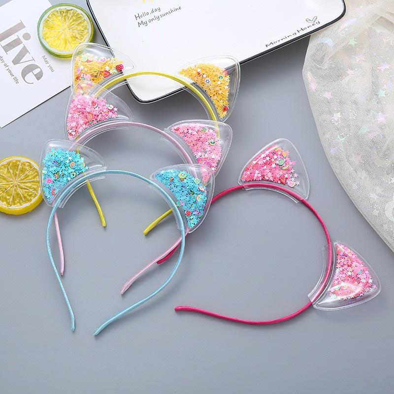 1PCS Cute Glitter Cat Ear Hair Bands for Girls Crown Colorful GirlsParty Headwear Kids Fashion Hair Accessories  FDr09
