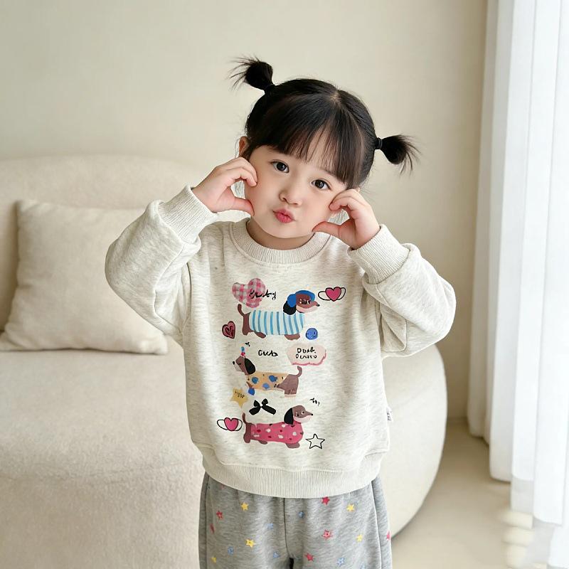 Girls' Korean Style Cartoon Hoodie & Jogger Two-Piece Set - 2026 Edition