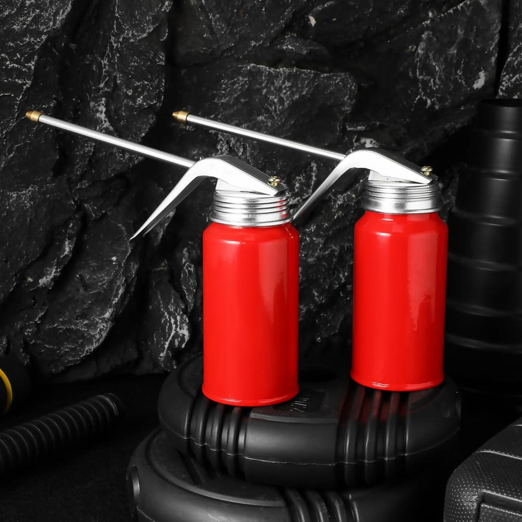 PLAFOPE Set of 2 High-Pressure Manual Pump Oil Cans for Cars, Metal Oil Dispenser, 17x12.5x5.5cm, Portable Oil Filler Pot