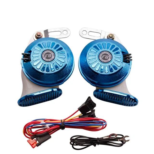 FARBIN 2 Pezzi/Kit Tromba ad Aria a Chiocciola 12V Super Forte Tre Toni Impermeabile Segnale di Allarme Clacson per Auto Camion Moto Accessorio Auto