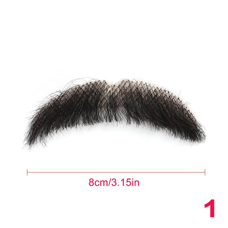 100% Human Hair Beard Lace Mesh Beard Shallow Short Realistic Fake Moustache For Men Makeup Facial Hair Hand Made By Invisible