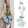 Colorful Handmade Knitted Wool Convallaria Majalis Charm Keychain Crocheted Hanging Keyring Car Pendant Hanging Ornament