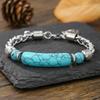 Turquoise Bracelet Stainless Steel Chain Splicing Turquoise Titanium Steel