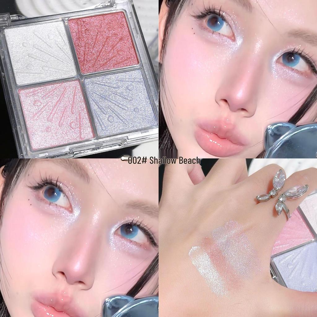 FAMOTY Chasing Light Four-Color Glitter Highlighter Palette for Brightening and Contouring