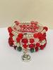 Bohemian Ethnic Layered Beaded Bracelet with Rose Flower Pendant