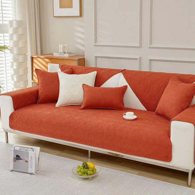 

Чехол для дивана из чистого хлопка, противоскользящая задняя подушка для гостиной, коврик для дивана, сплошной цвет, чехол для дивана в виде пончика с вышивкой, можно стирать в машине 70x70cm 1pcs