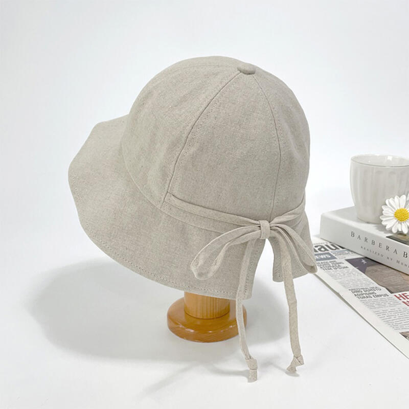 Женская льняная шляпа-ведро с полями и кепка C7178_Black